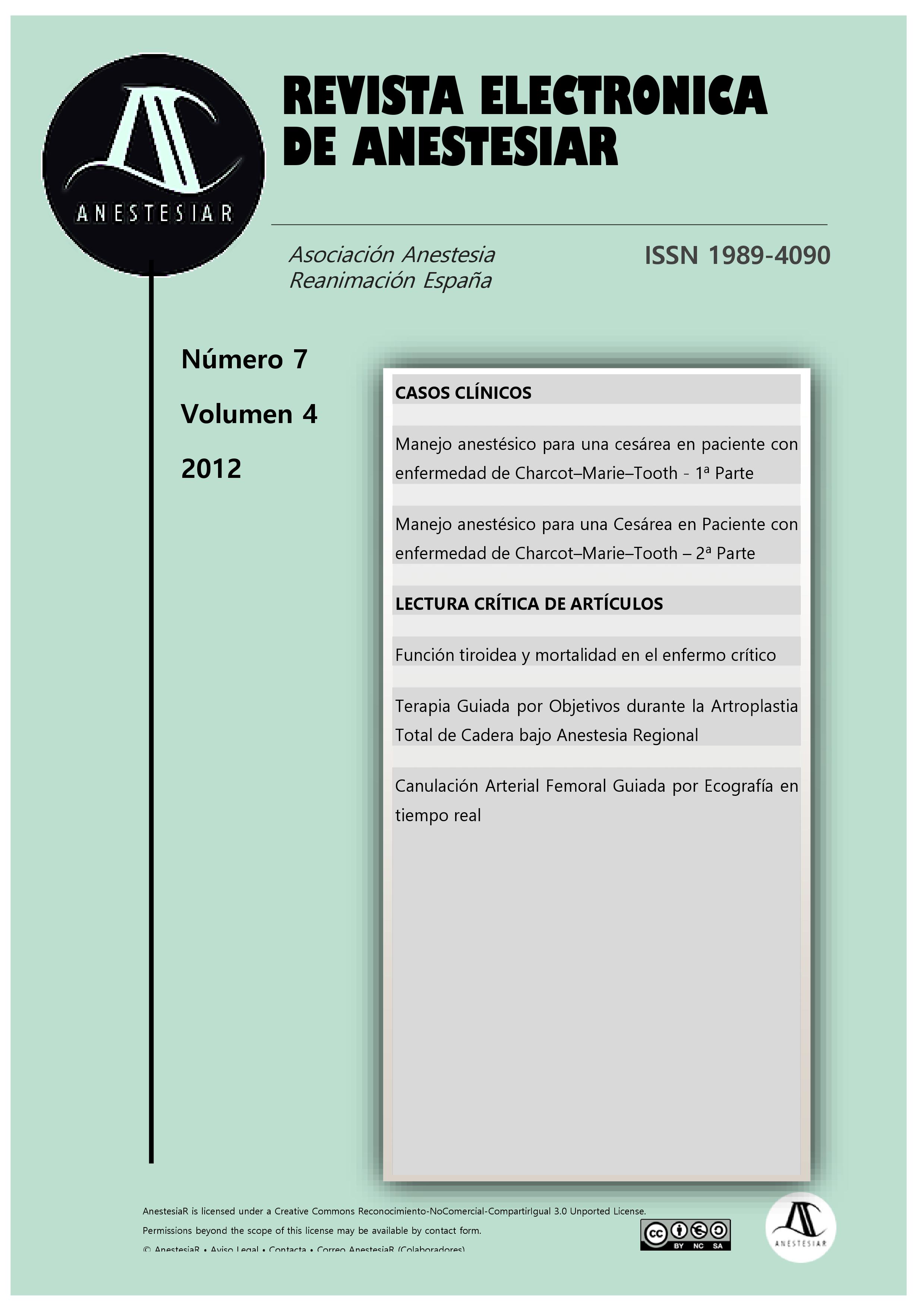 					Ver Vol. 4 Núm. 7 (2012): Revista Electrónica de AnestesiaR
				