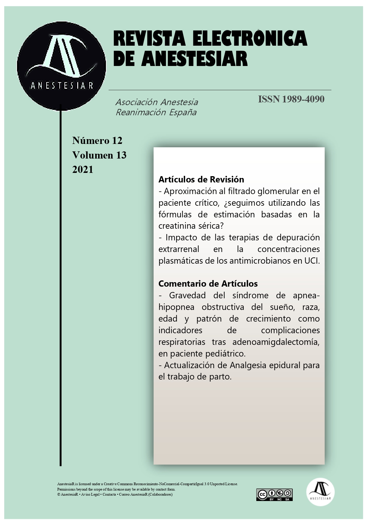 					Ver Vol. 13 Núm. 12 (2021): Revista Electrónica de AnestesiaR
				