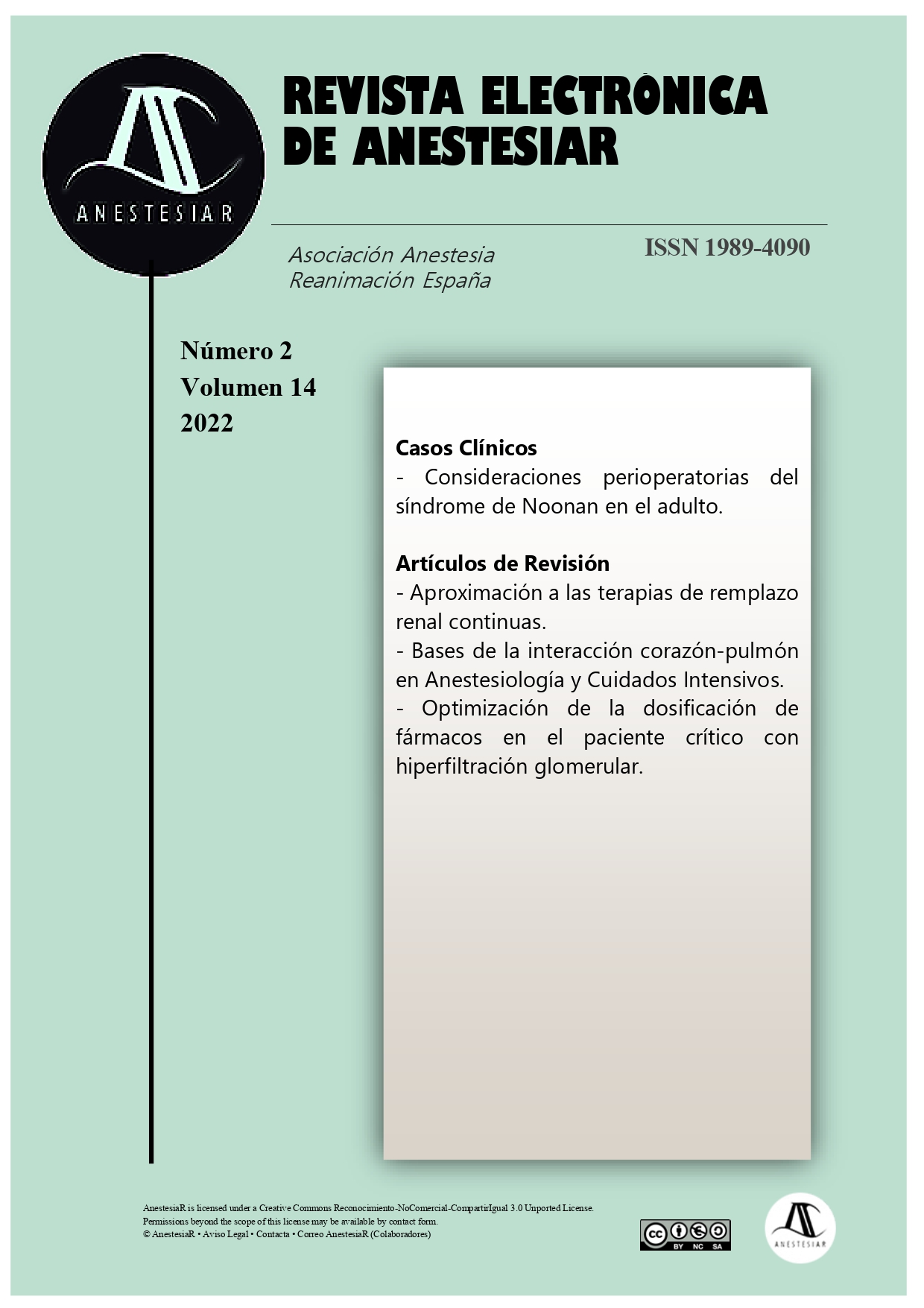 					Ver Vol. 14 Núm. 2 (2022):  Revista Electrónica de AnestesiaR
				