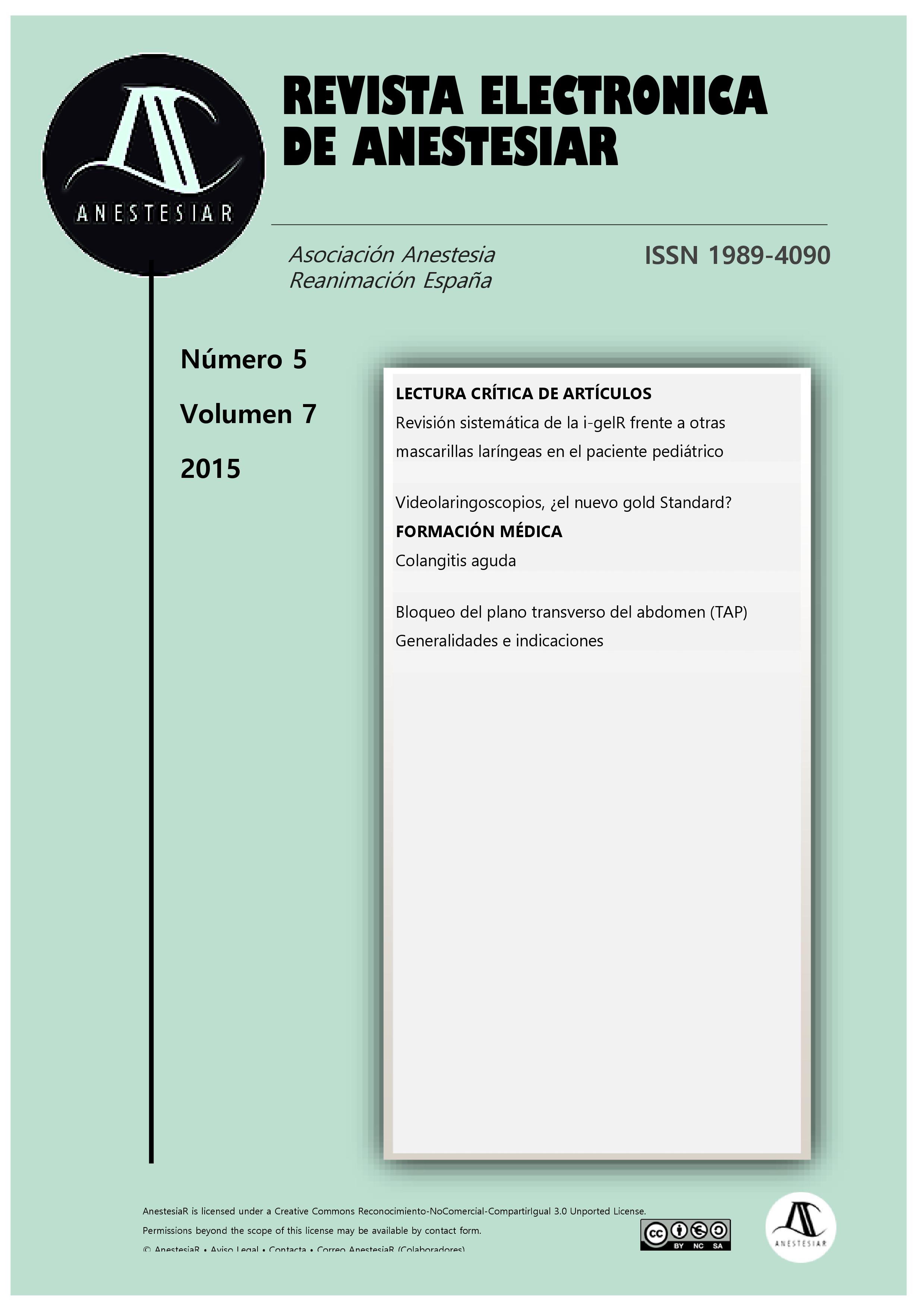 					Ver Vol. 7 Núm. 5 (2015): Revista Electrónica de AnestesiaR
				