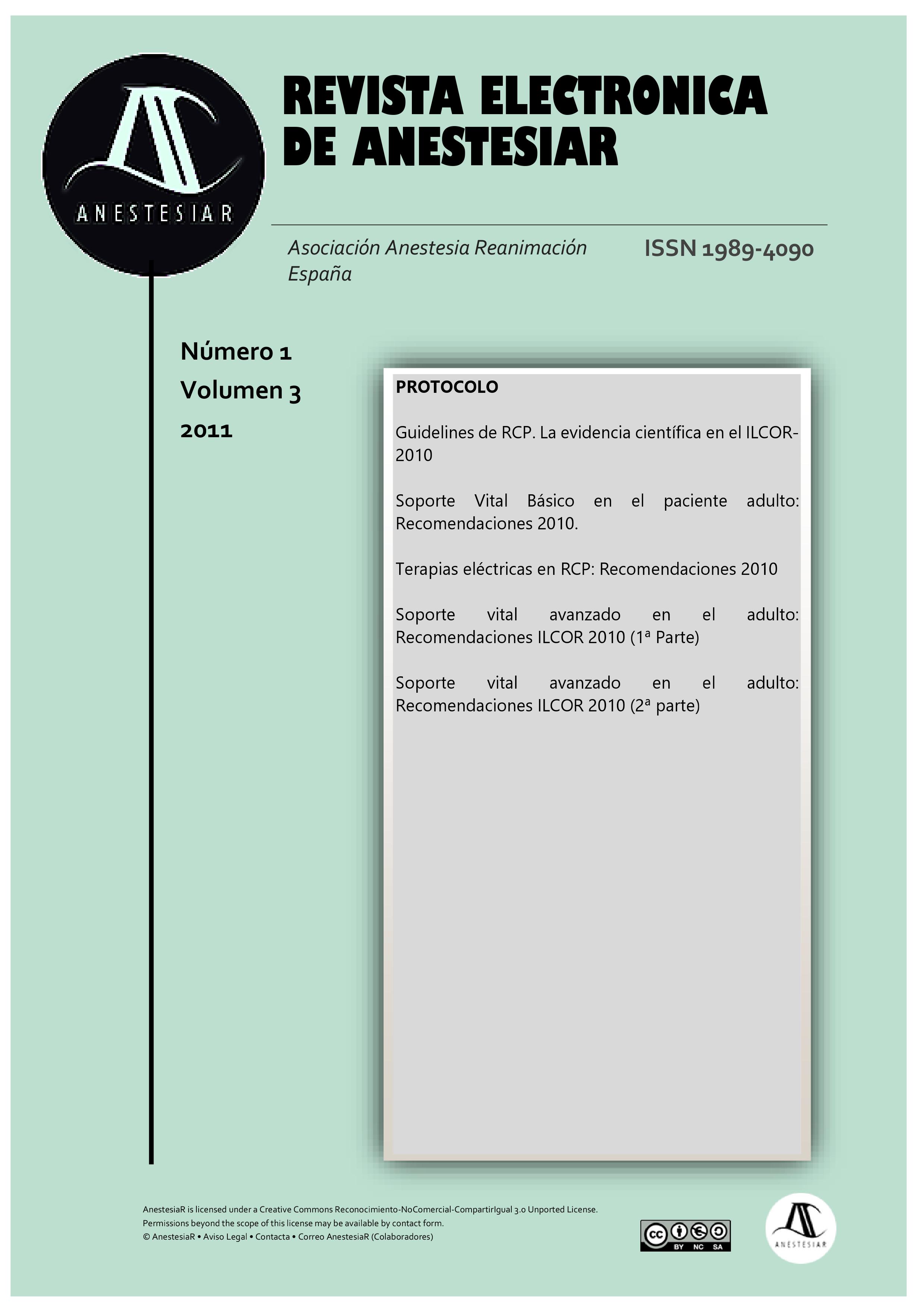 					Ver Vol. 3 Núm. 1 (2011): Revista Electrónica de AnestesiaR
				