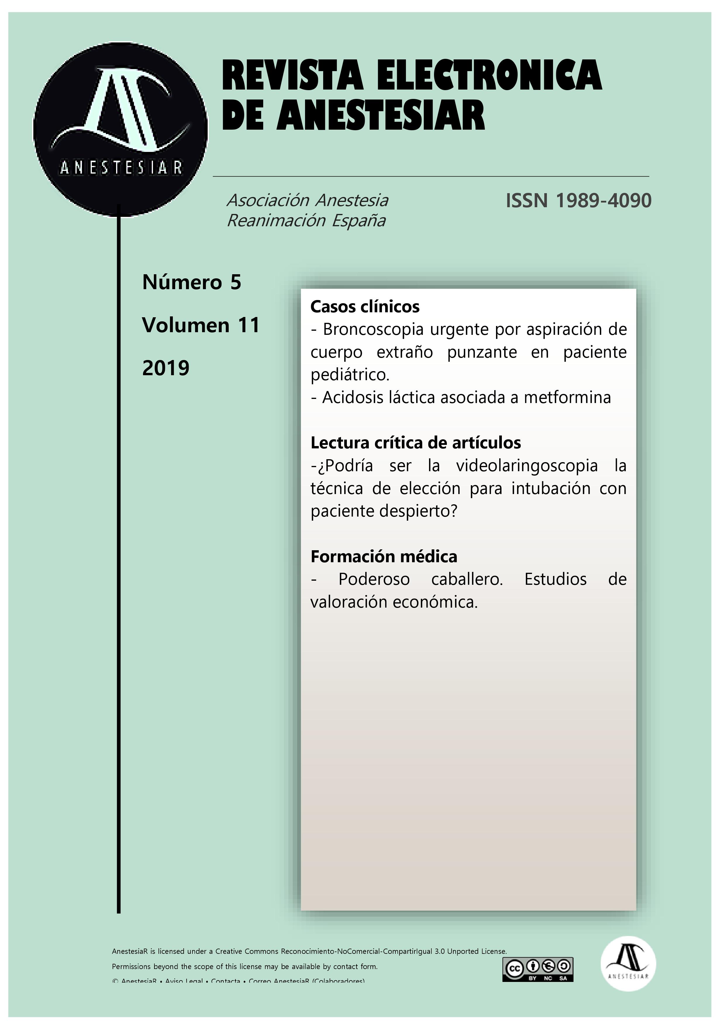 					Ver Vol. 11 Núm. 5 (2019): Revista Electrónica de AnestesiaR
				