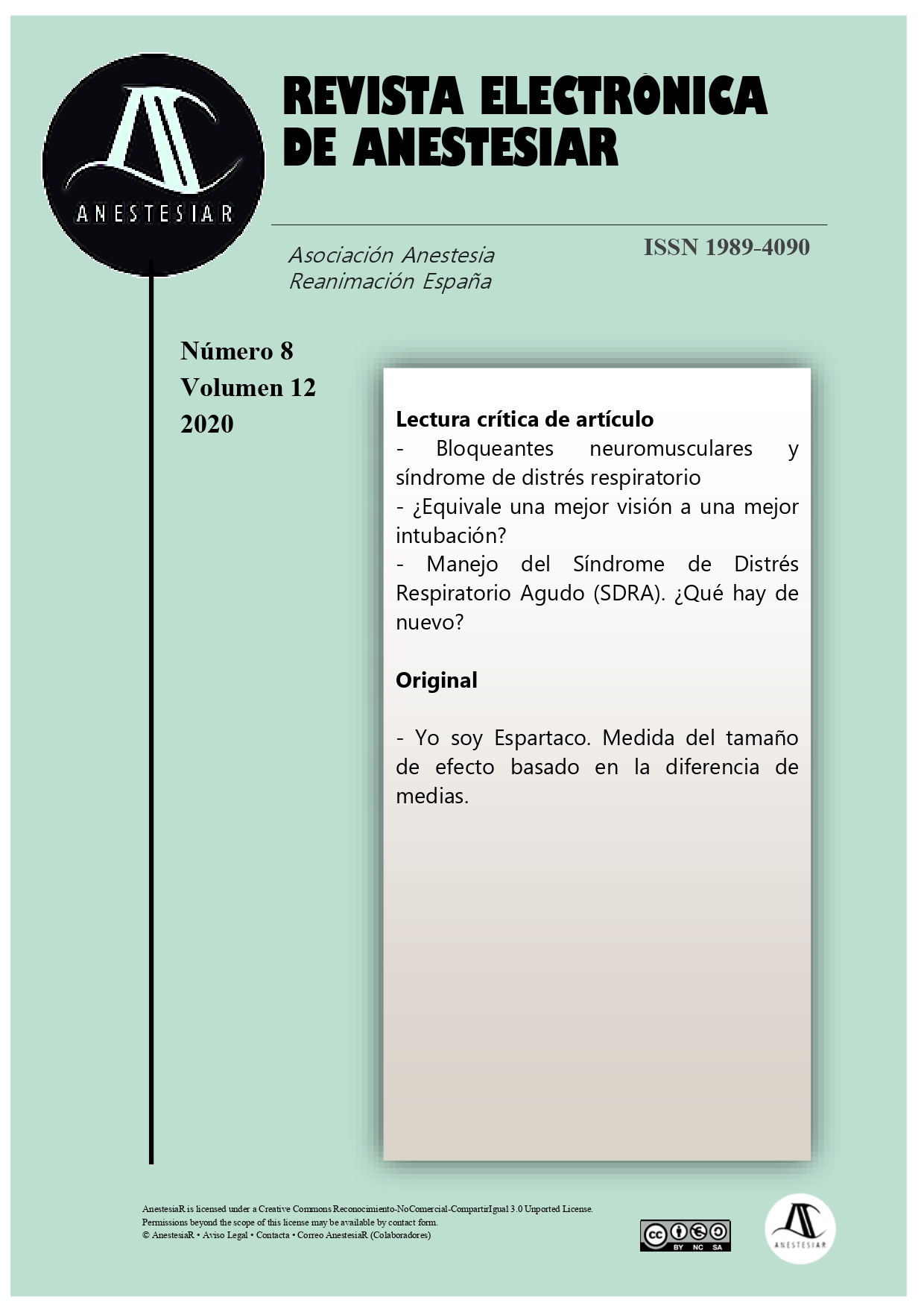 					Ver Vol. 12 Núm. 8 (2020): Revista Electrónica de AnestesiaR
				