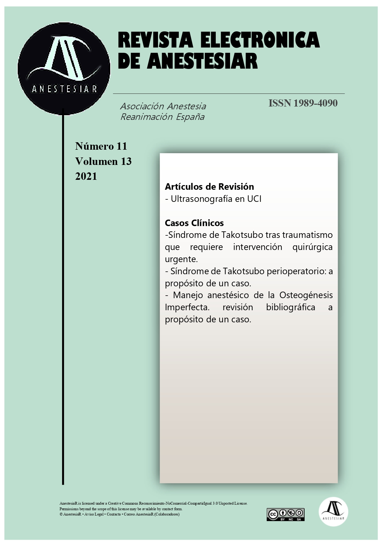 					Ver Vol. 13 Núm. 11 (2021): Revista Electrónica de AnestesiaR
				
