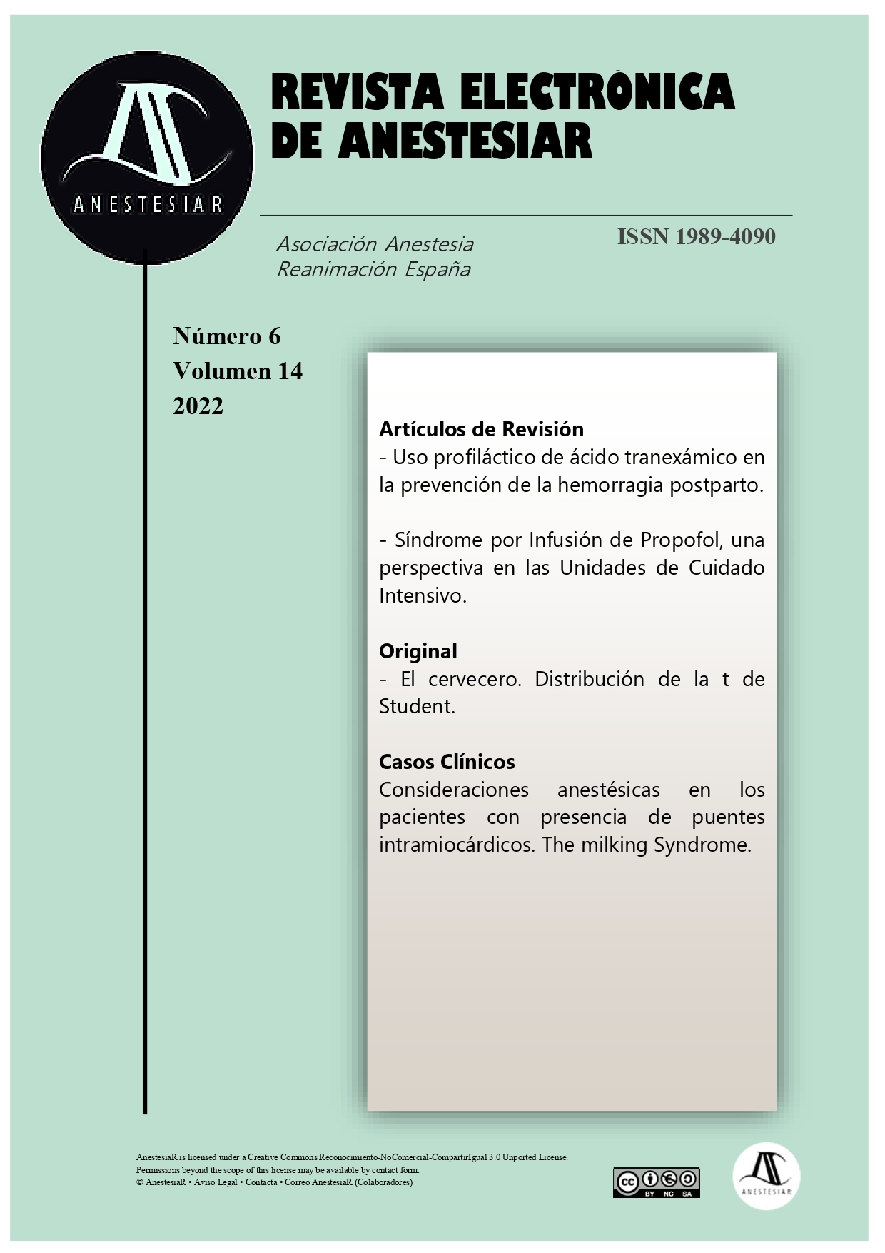 					Ver Vol. 14 Núm. 6 (2022): Revista Electrónica de AnestesiaR
				