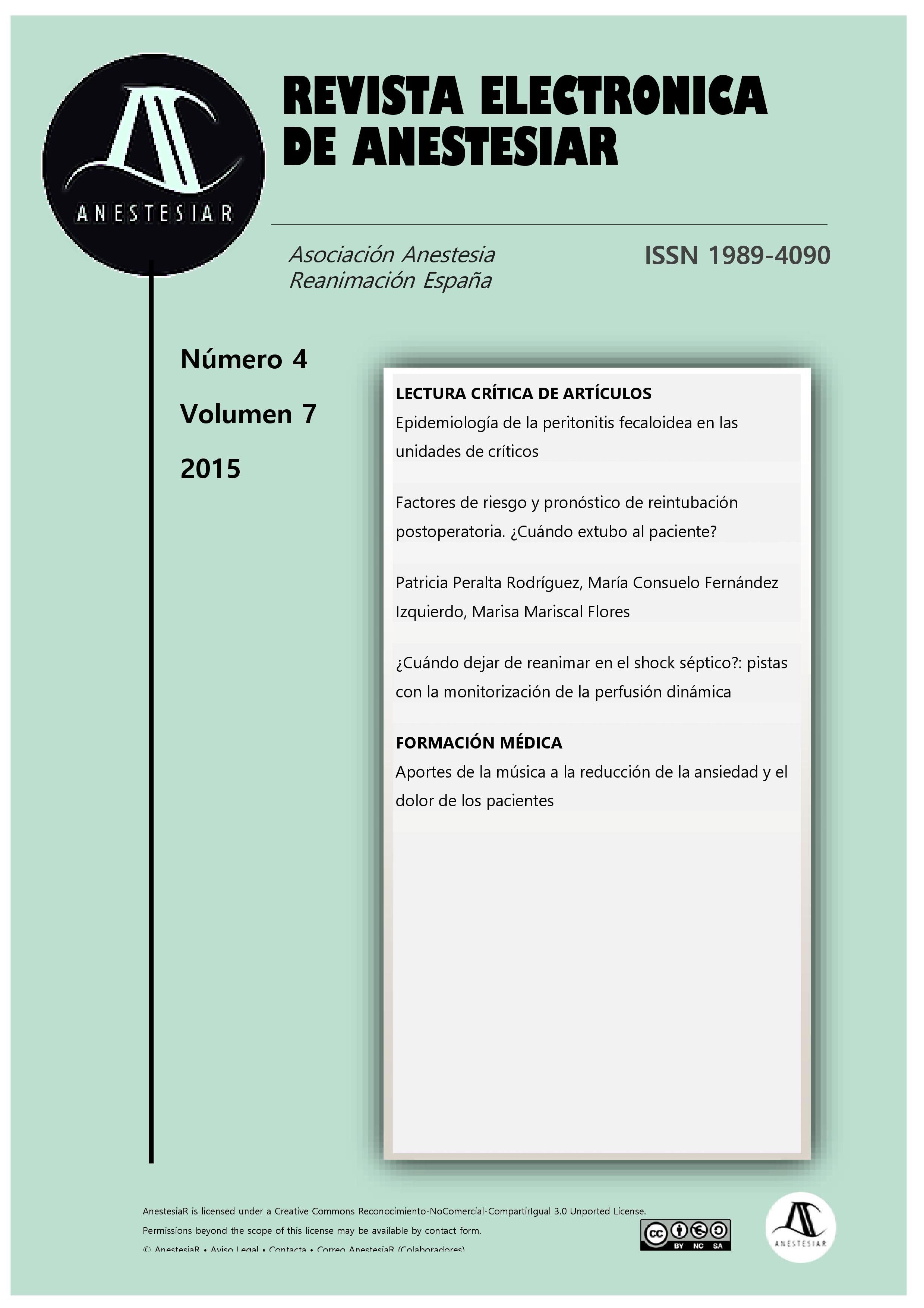 					Ver Vol. 7 Núm. 4 (2015): Revista Electrónica de AnestesiaR
				