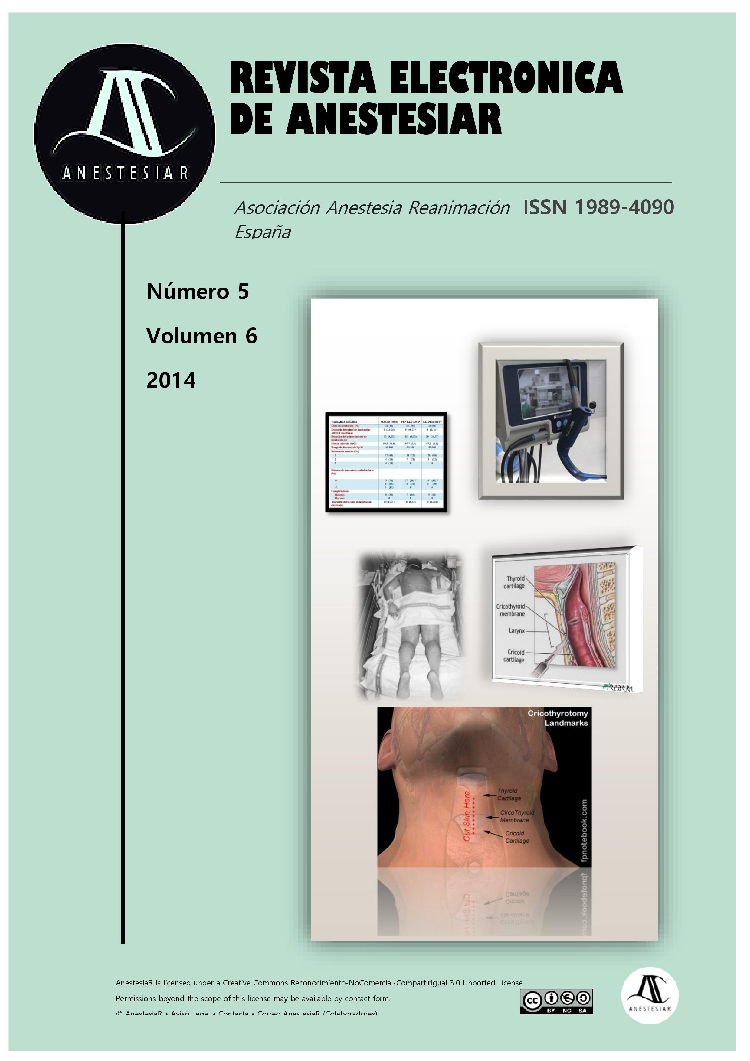 					Ver Vol. 6 Núm. 5 (2014): Revista Electrónica de AnestesiaR
				